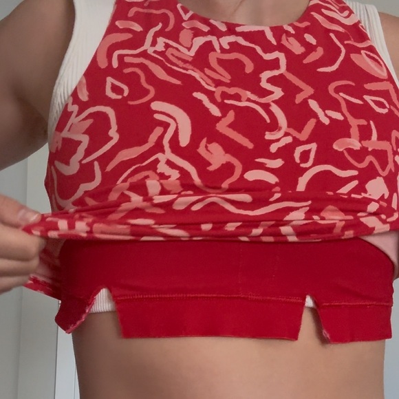 Red Patterned Racerback ATHLETA Crop Top - Picture 8 of 8